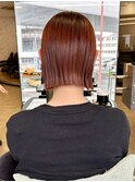切りっぱなしパツットボブ×レッドカラー