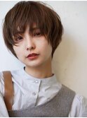 20代～50代◎マニッシュフェザーショート小顔マロンベージュ