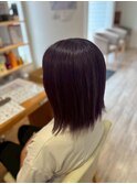 しっとりとした光沢感◎深みある、ベリーボブ/髪質改善