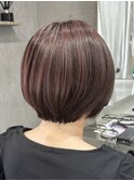 ROUIS 津田沼 ハイライトモーヴピンクベージュ/丸みショート
