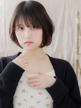 カバーヘア ブリス 川口(COVER HAIR bliss) 斜めバング暗髪ひし形小顔丸みショートボブb川口20代30代40代