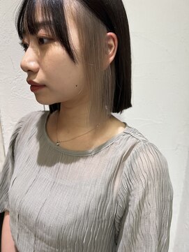 アジールヘア 池袋東口店(agir hair) 大人かわいいストレート切りっぱなしインナーカラー耳掛け池袋