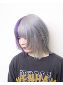 ハーフデザインカラー#外ハネウルフ#ケアブリーチ#ダブルカラー
