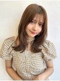 〈藤間〉顔まわりレイヤー/くびれ韓国ヘア/ショコラブラウン