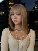 12743髪質改善金髪ホワイトブロンドマロンベージュストレート