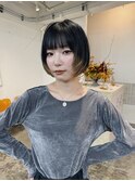 ボブデザインカラー裾カラー黒髪ボブ内巻きボブストンボブ