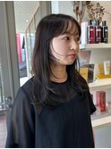 セミロング/レイヤー/インナーレイヤー/ラベンダーグレージュ