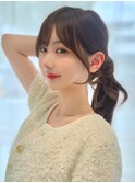 【F】結んでもかわいい前髪顔まわりミルクティーブラウン