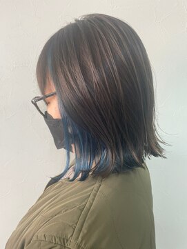 アヤメ 巣鴨店(ayame) (ayame巣鴨)インナーカラー_ブルー_ケアブリーチ_カラーバター