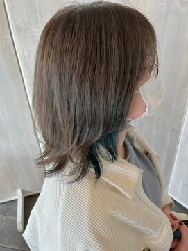 ココカラヘアー ニコ(cococara hair nico) デザインカラー/インナーカラー/アクアブルー/20代/30代/40代☆