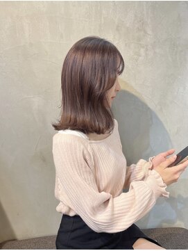 エル バイ ホーム(L by HOME) ブリーチなし　ツヤ髪ラベンダーブラウン ミディヘア