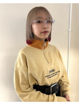 ニコフクオカヘアーメイク(NIKO Fukuoka Hair Make) 裾カラー/エンドカラー/ホワイトベージュ/レッド