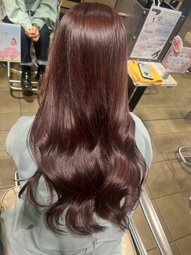 ユニ 江坂(Uni.) ブリーチなしダブルカラー　チェリーレッド　ピンクブラウン