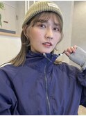 ニット帽との相性抜群切りっぱなしボブ/顔周りカット