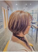 白髪ぼかし×髪質改善/ショートボブ/アッシュブラウン
