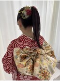 振袖/振袖ヘア/ハイポニー/水引/金箔/成人式/結婚式/和装ヘア/