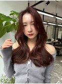 大人可愛い20代30代40代小顔ウルフレイヤーボブ丸み韓国ロング