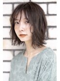 くびれヘア韓国風巻きアプリコットオレンジ夏ハイライトカラー