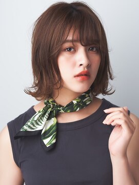 コムマティス 恵比寿ガーデンプレイス(Comme Matisse) 小顔に見せるオリーブカラーボブ黒髪後れ毛[恵比寿/恵比寿駅]