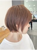 大人ラフウェーブ外ハネダークブラウンスウィングショート