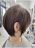 ☆大人ショートボブ×耳掛けスタイル×グレーベージュ☆