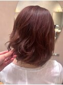 暖色カラー チェリーブラウン 夏 ニュアンスパーマ くびれヘア