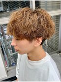 ダークアッシュニュアンスパーマ韓国マッシュベリーショート