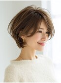 40代ハイライトショートボブ