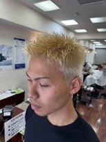 メンズ美容室 タカミ&nbsp;スパイキーショート　金髪男子　短髪　アップバング