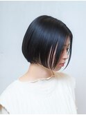 オイル仕上げ☆黒髪ツヤ感シンプルストレートボブ