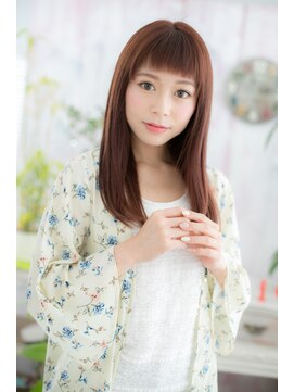 ミック ヘアアンドビューティー 大山店(miq  Hair&Beauty) 眉上バング大人ガーリーパールラベンダーエアストレートロングc1