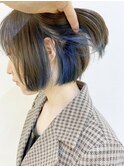 【アトレ松戸　ムラマツ】前髪ショートボブインナーカラーブルー