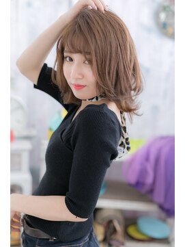 ミック ヘアアンドメイク アップ 駒込店(miq Hair&Make up) 女度UPの抜け感ヘア◎透けバングくびれカールボブウルフa1