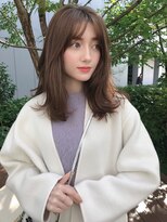 ノク 渋谷(nok) 小顔レイヤーミディアム_美髪ピンクブラウン切りっぱなしボブ