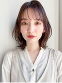 外ハネボブ斜めバングデザインカラー20代30代40代◎イメチェン