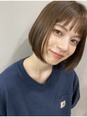 大人ボブ/マチルダボブ/ピンクベージュ/卵型//前下がりボブ/丸型