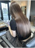 くびレイヤーミルクティーグレーベージュカラーダークアッシュ