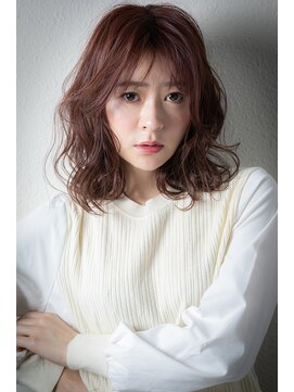 カバーヘア ブリス 上尾西口店(COVER HAIR bliss) ピンクベージュくせ毛風抜け感エアリーミディアムv上尾30代40代