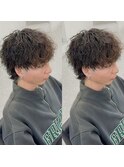 マッシュウルフ無造作パーマ