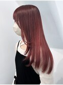 美髪チェリーブラウンロング顔周りレイヤー_ba541733