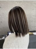 ハイライトハイトーンダブルカラー20代30代40代前髪長めULu