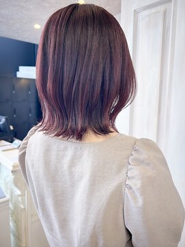 キャアリー(Caary) 福山市美容室Caary大人気！赤みカラーコーラルピンク艶ボブ