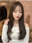 〇〇くびれヘア×レイヤーカット 縮毛矯正/アプリコットオレンジ