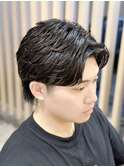 Haleブルーブラックフェザーパーマサーフカールニュアンスパーマ