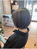 大人ショートボブ　白髪ぼかし　ハイライト 30代40代50代60代