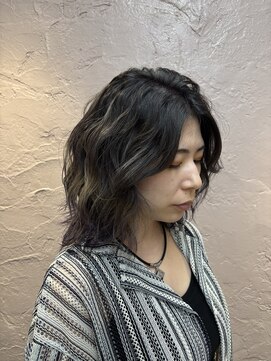 グラデーションカラー×ウェーブパーマ