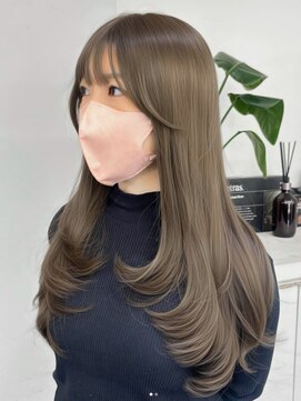 エル バイ アンキシム(elu by AHNKISM) ミディアムロングレイヤーカットブリーチなしダブルカラー心斎橋