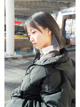 オブヘアーギンザ(Of HAIR GINZA) ぱつっとボブ/クールグレー×インナーカラー