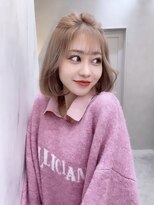 ロンド レア 天神大名店(Lond Le’a) ダブルカラーピンクベージュベージュカラーケアブリーチミニボブ