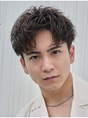 原宿メンズショートツイストスパイラルパーマビジネスヘア30代